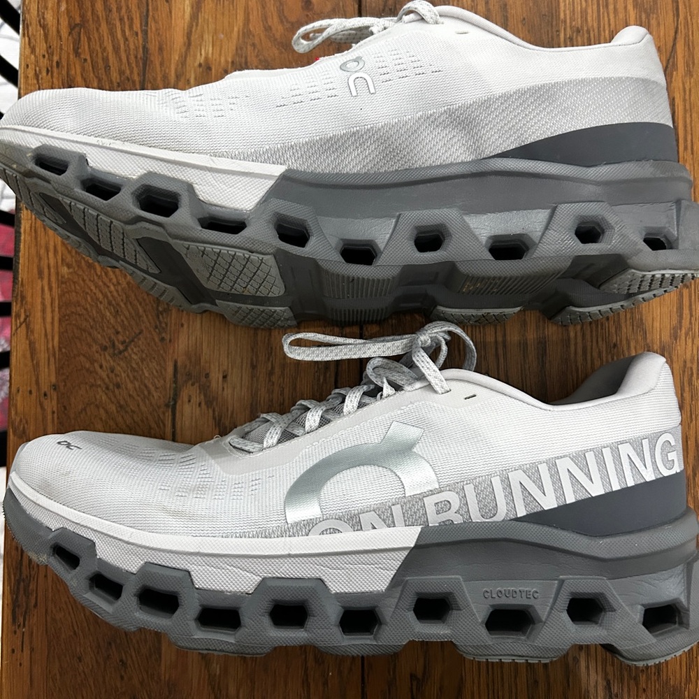 On Running Men's Silver and Gray Cloudmonster 2 Size 10.5